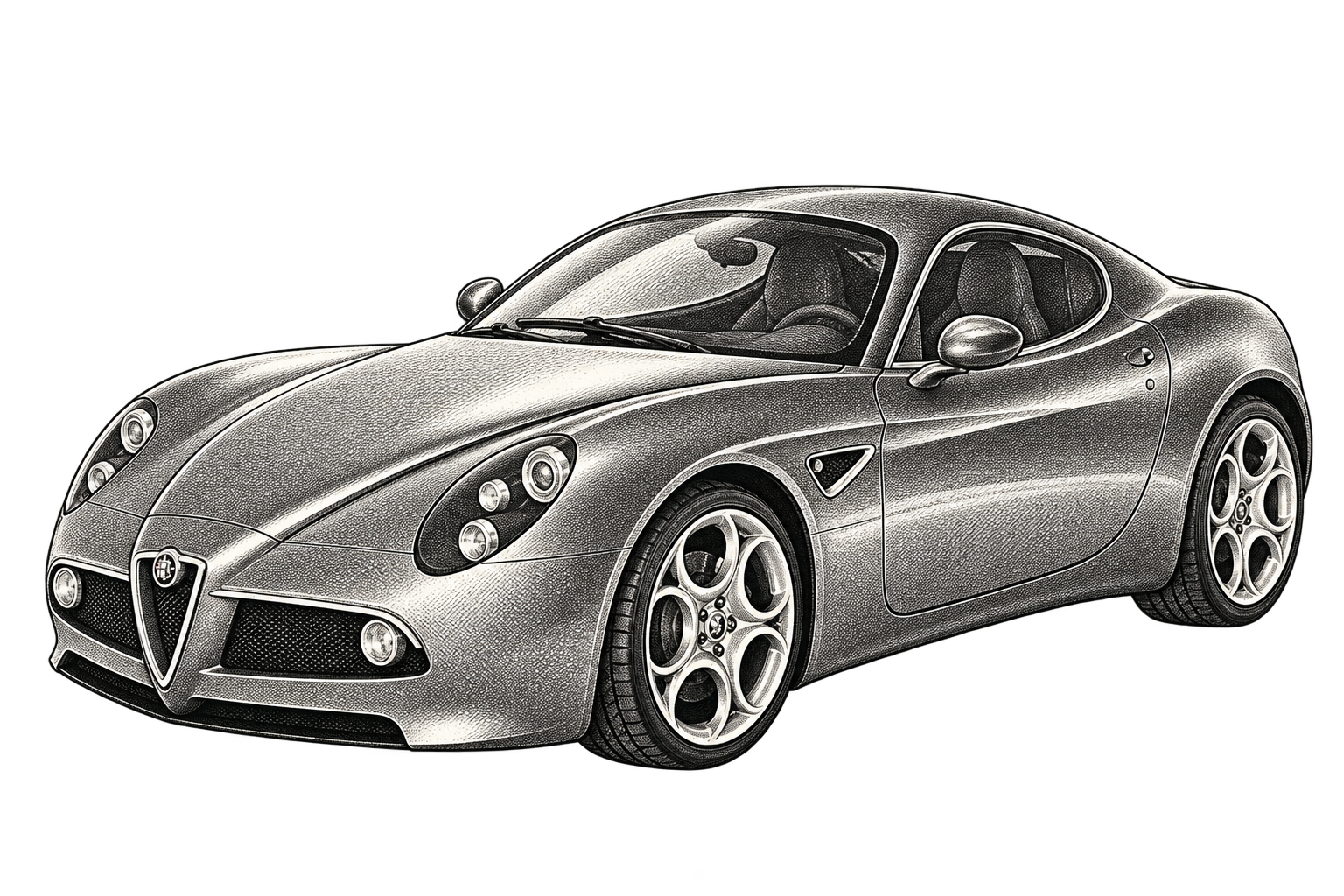 Alfa Romeo 8C Competizione ink study