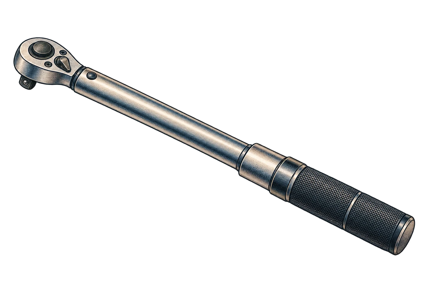 An imagined torque wrench; editorial illustration of assembly work