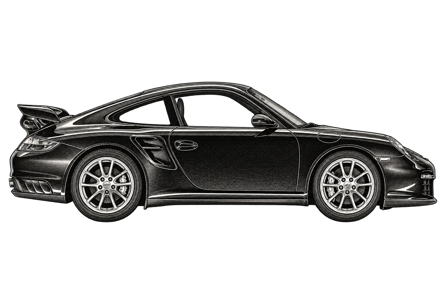 Porsche 911 GT2 ink study
