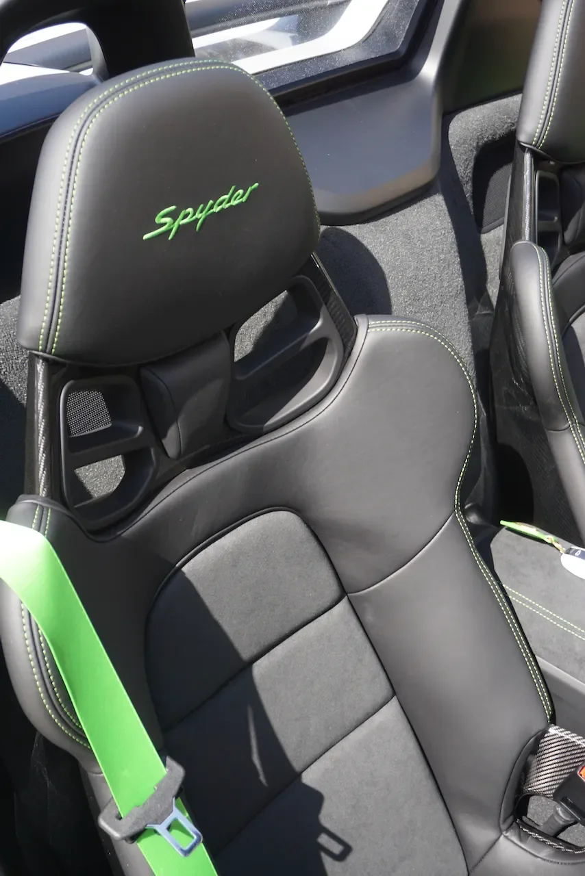 My 2021 718 Spyder with Lizard Green interior bits - customized by me, but not imagined by me.