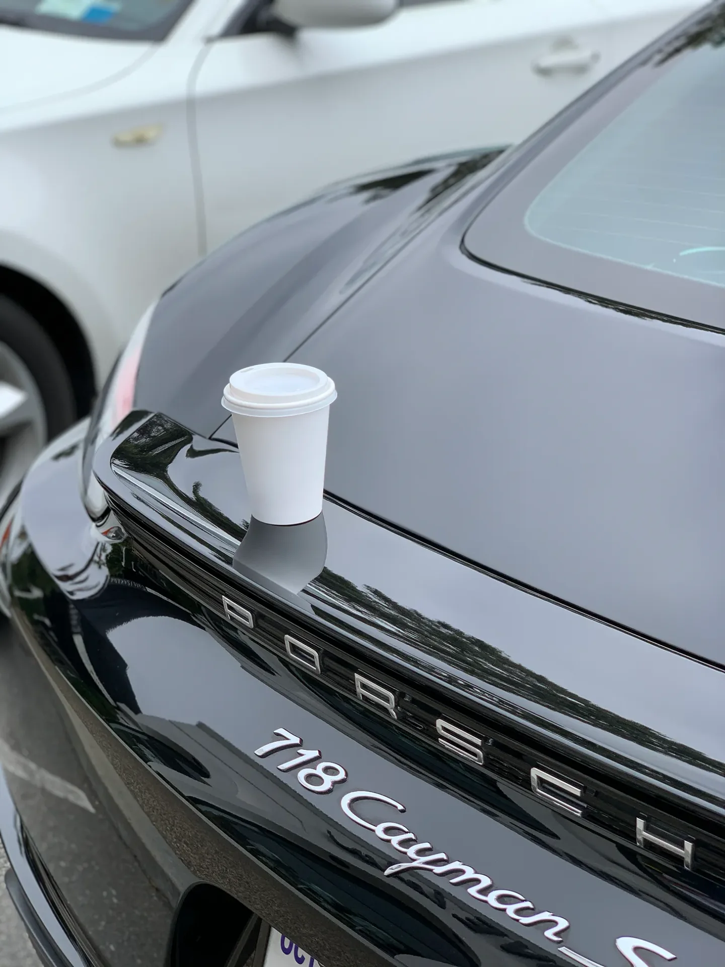 A cortado and my 2017 Cayman S - the first Porsche I ever owned.