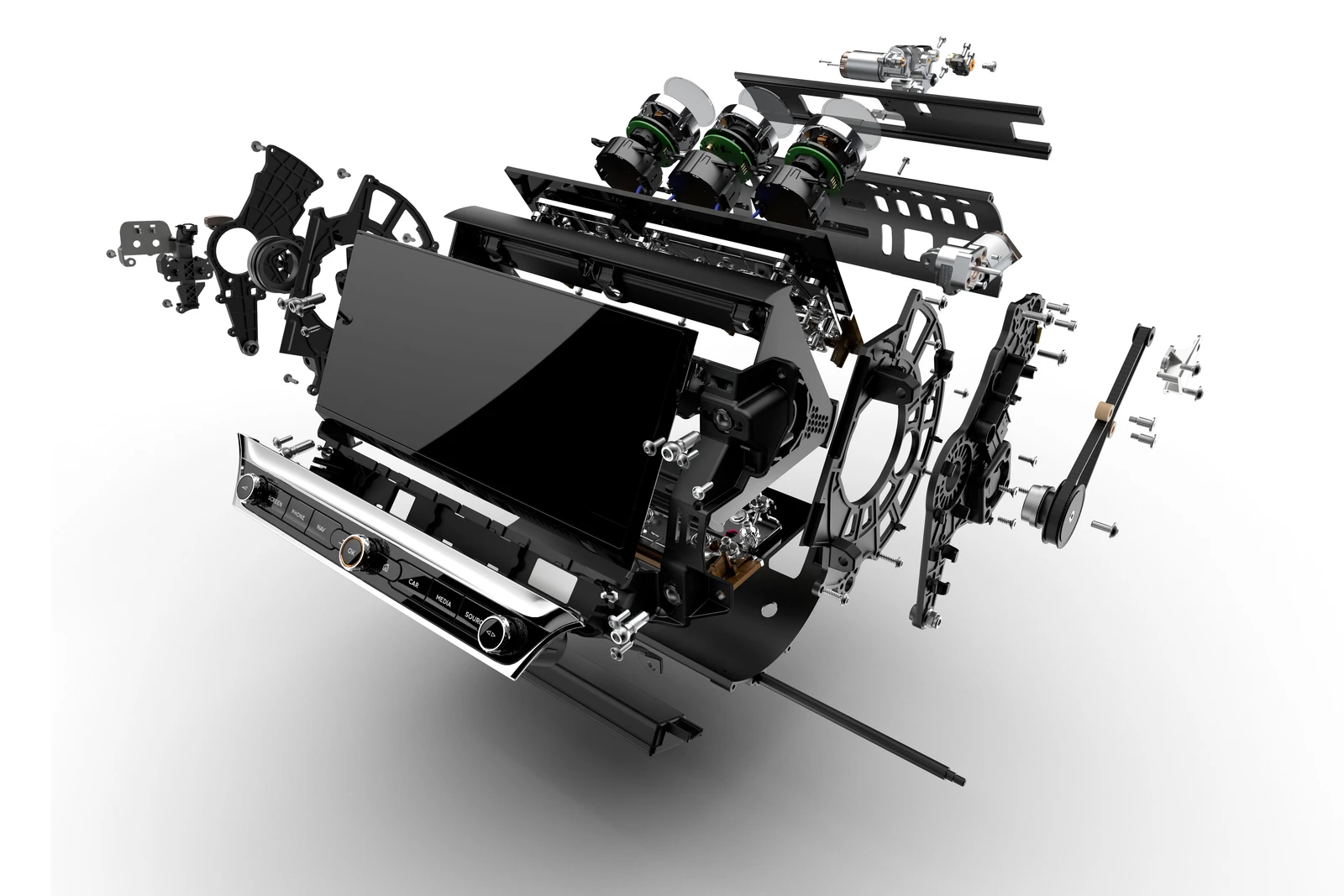 Bentley manufacturer exploded rendering of the rotating display assembly